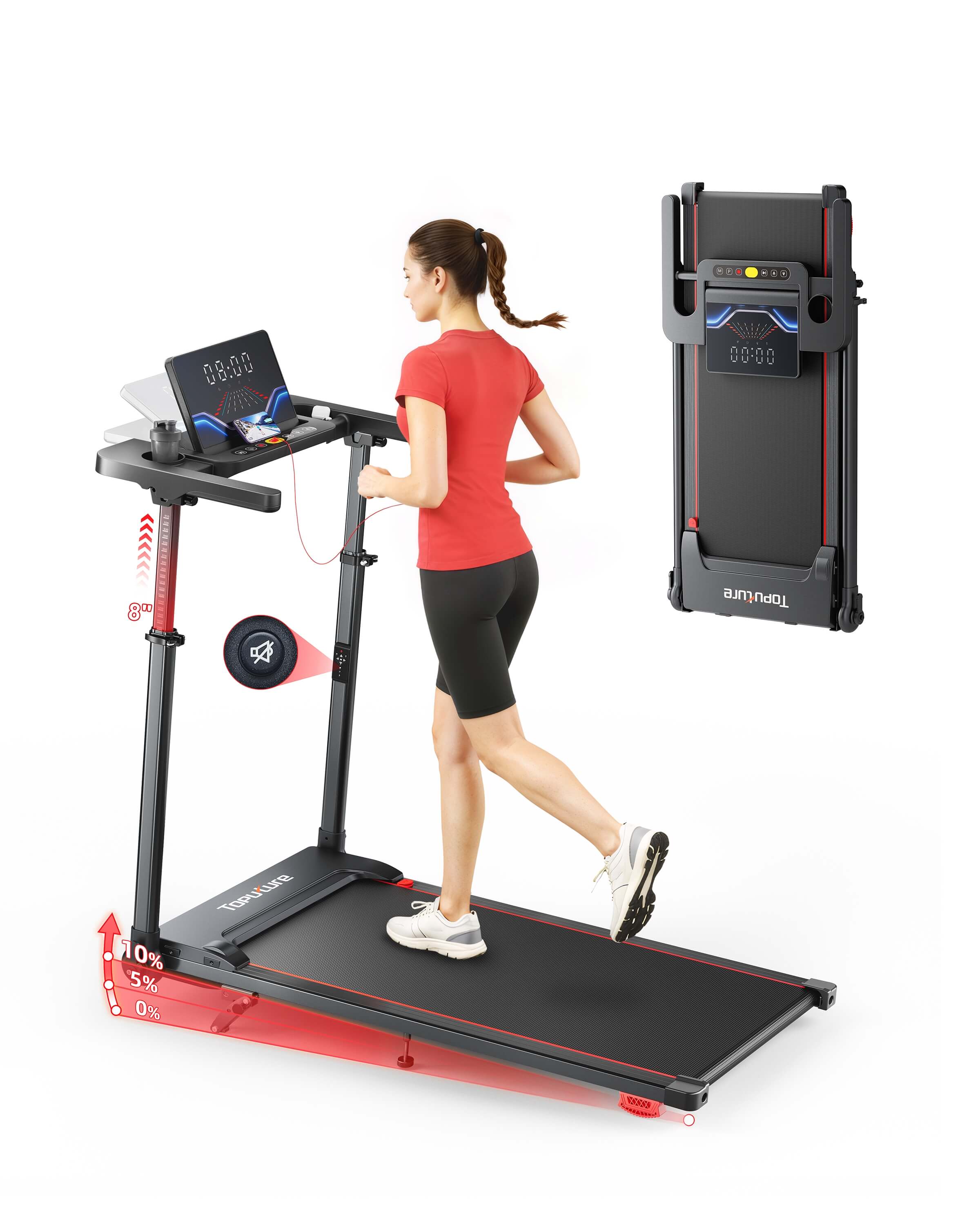 Toputure TP7 Standing Desk Treadmill with Laptop Desk