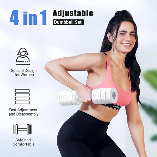 Adjustable Dumbbell Set of 2, Anti-slip Handle, Macaron Colors, 4 Weights Each 2.2-8.8 lbs for Home Workout