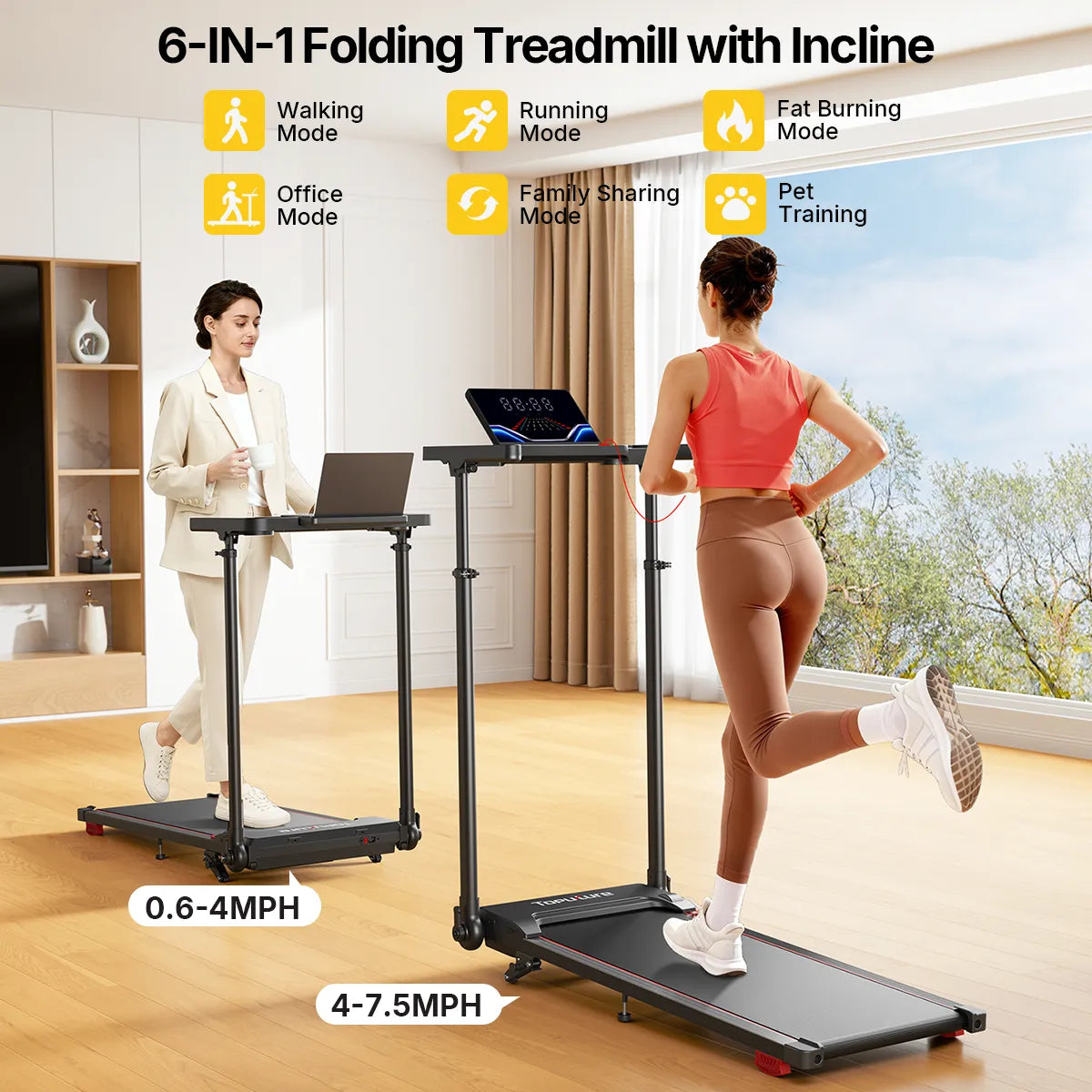 Toputure TP7 Standing Desk Treadmill with Laptop Desk