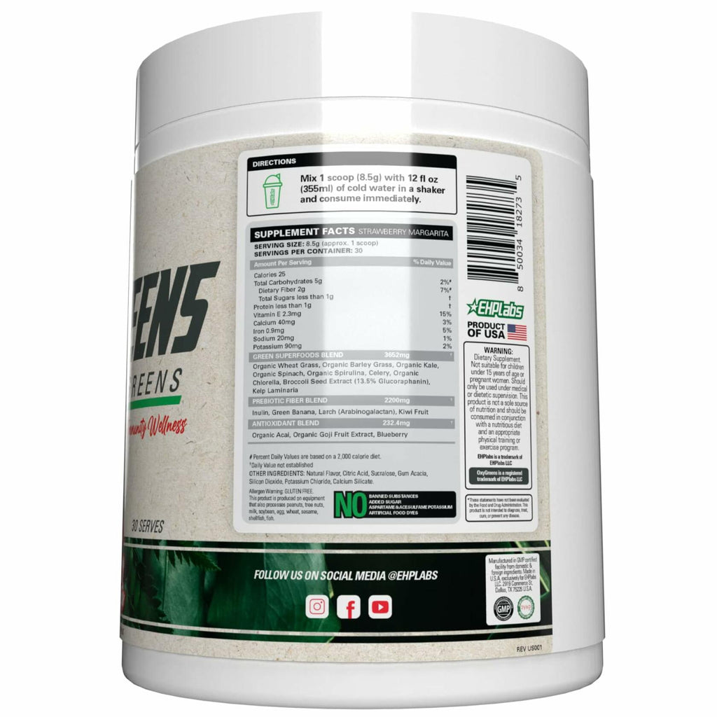 EHP Labs OxyGreens Super Greens Powder | Strawberry Margarita